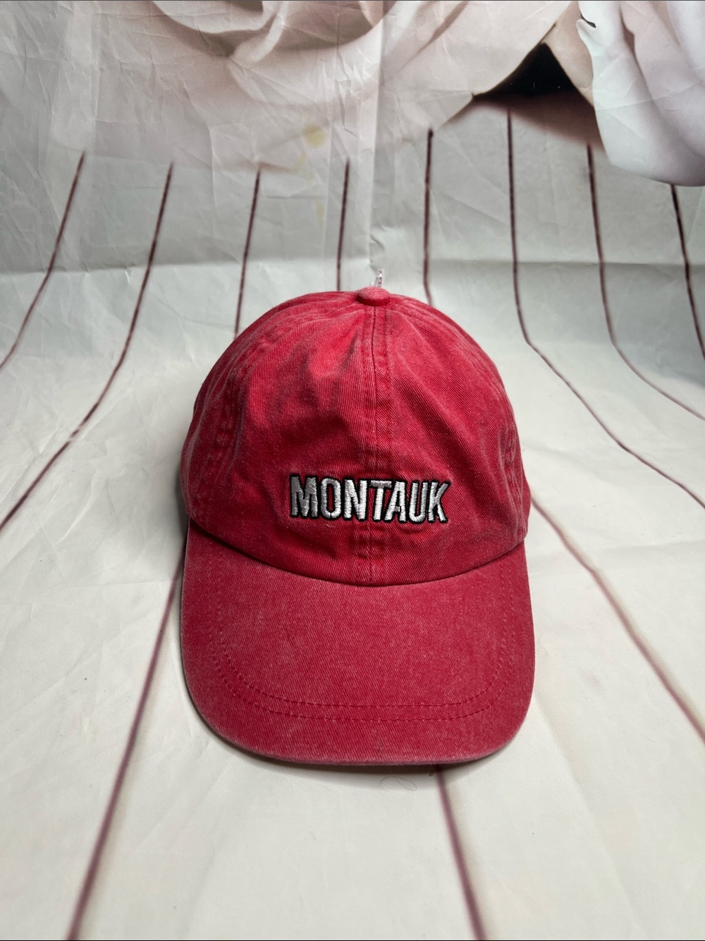 Montauk Red Washed Baseball Cap - Casual Cotton Hat